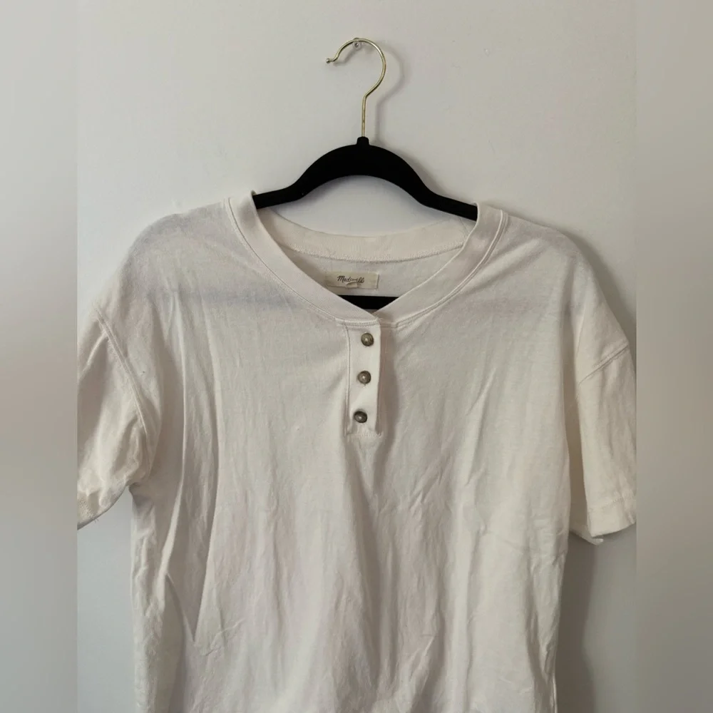 Madewell 100% Cotton Parkview Henley Tee Women’s Size Medium - Picture 6 of 9